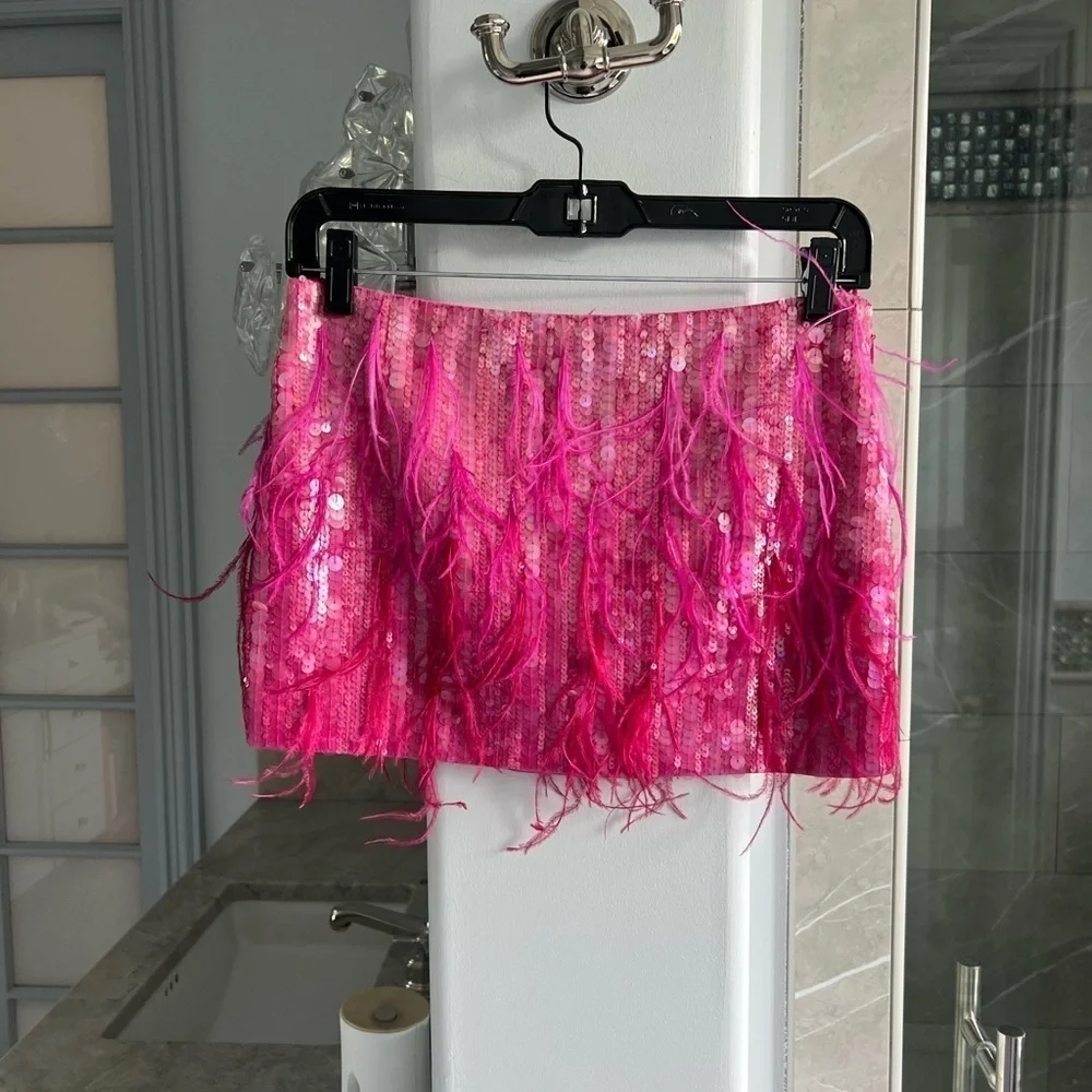 Retrofete Athana sequin feather-trim skirt - Picture 5 of 16